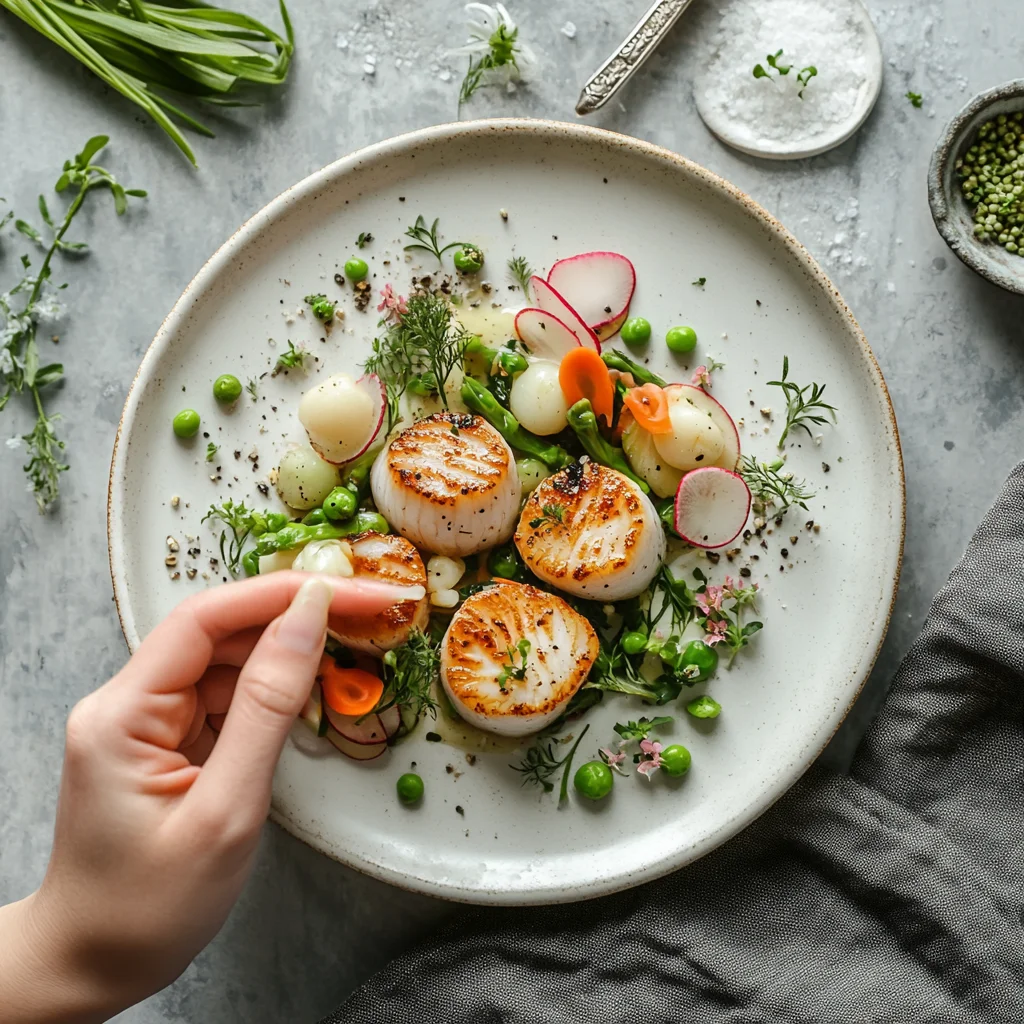 A person is cutting a piece of food on a plate.