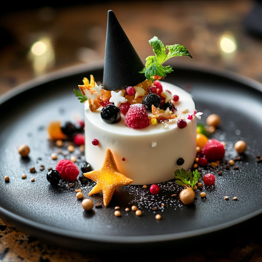 A plate of food with a star on top.