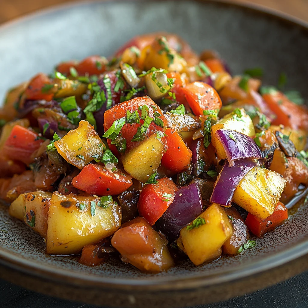 A bowl of food with a variety of vegetables.