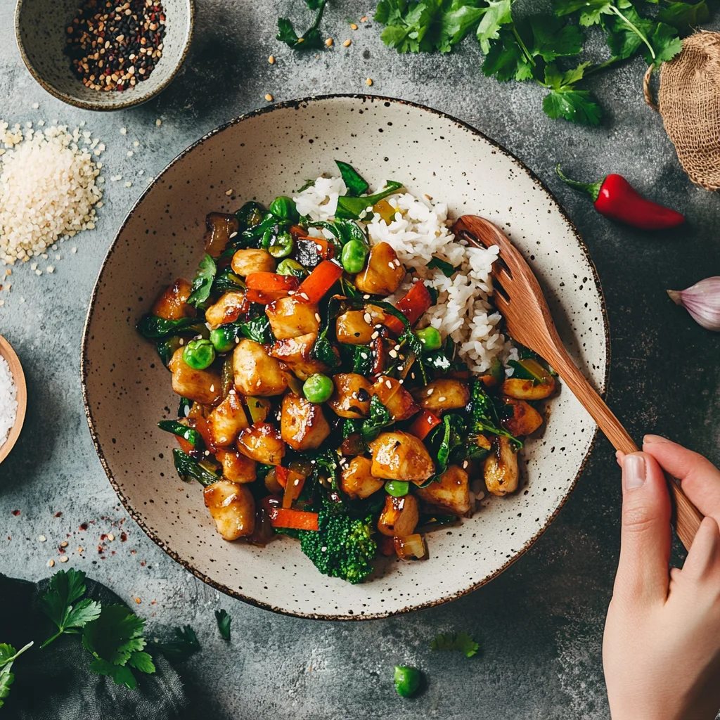 A person is holding a spoon with food on it.