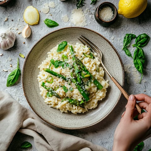 A plate of food with a fork and a hand.