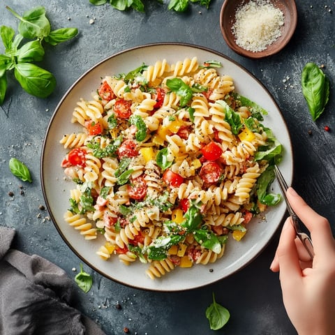 A person is holding a spoon and a bowl of pasta.